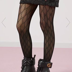 GUCCI Stretch knitted tights with allover interlocking G pattern.